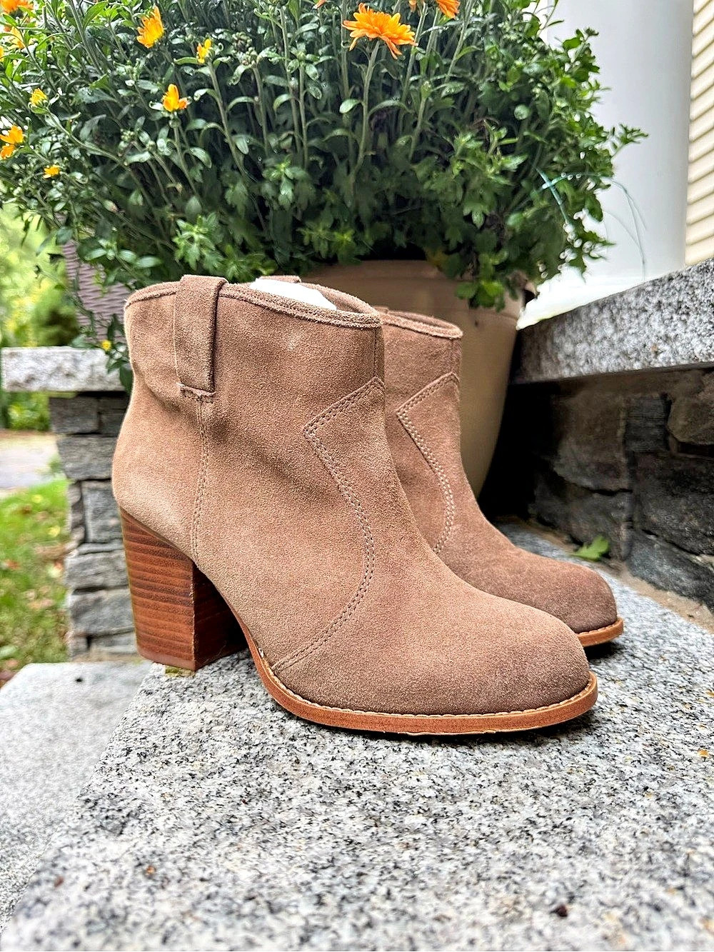 Splendid Lakota Suede Ankle Booties Smoke Brown Taupe Western Block Heel Size 9M